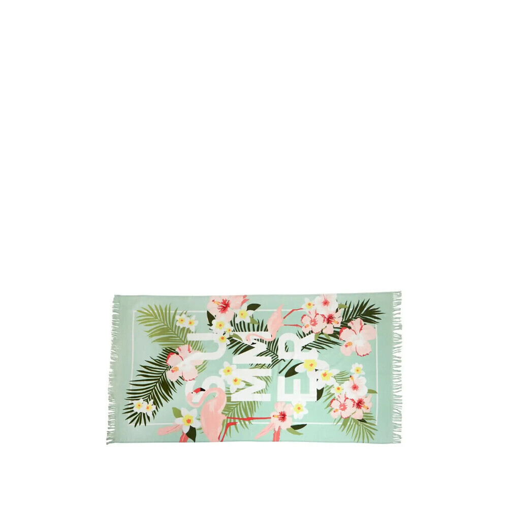 Moda At Home 100% Cotton Summer Tropical Beach Towel Pink Light Green 35x70"